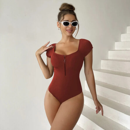 Alexandria Short Sleeve One Piece Zipper Swimsuit – Bild 24