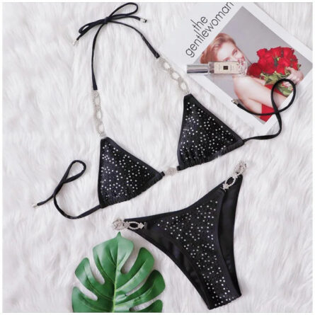 Luxe Diamond Embellished Halter Bikini – Bild 2