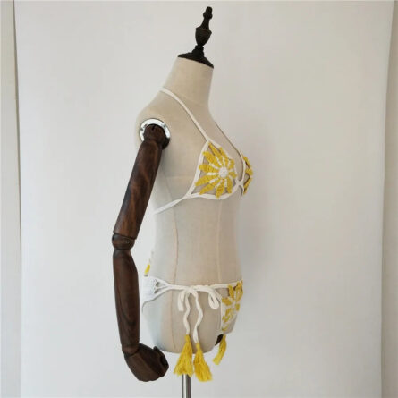 Tropical Flower Dream Crochet Cut Out Bikini - Image 12