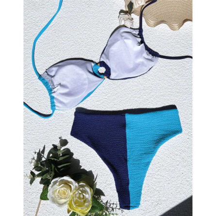 Artemis Ribbed Color Block High Waist Bikini - Image 21