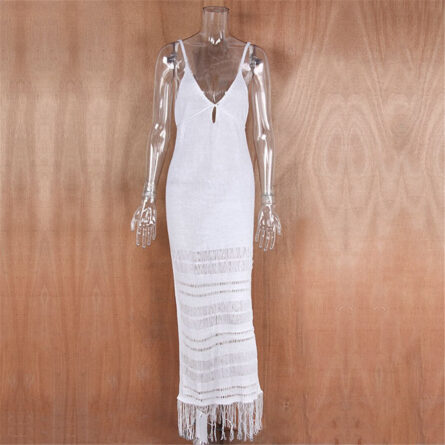 Sunset and Swim Sexy Fringe Tassel Crochet Beach Cover Up Dress - Image 6