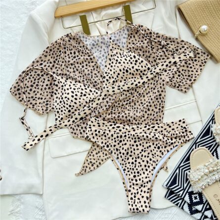 Leopard Lust High Waist Bikini Three-piece Set - Image 7