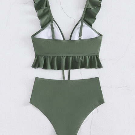 Cute Modest High Waist Ruffle Bikini – Bild 31