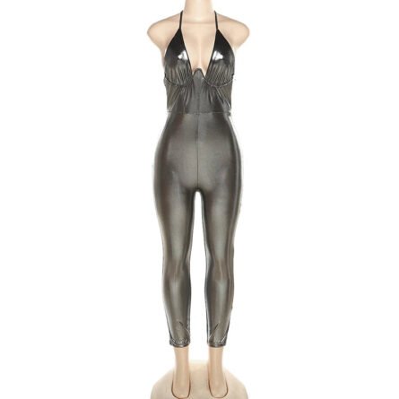 Metallic Bombshell Halter Cut Out Jumpsuit - Image 15