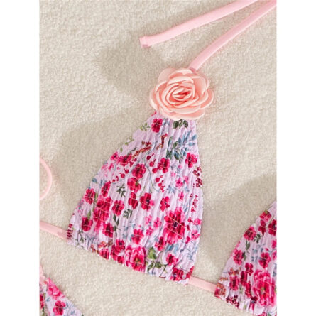 Rosy Radiance Floral 3D Flowers Bikini – Bild 7