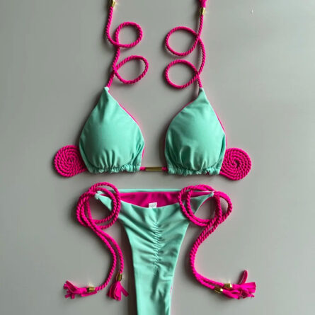 Isabella Tassel Side Tie Halter Bikini - Image 6