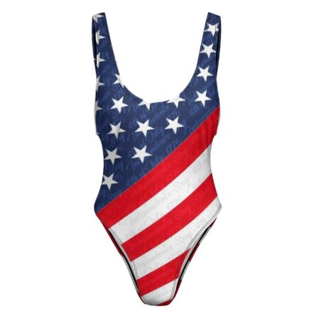 Patriotic Stars and Stripes One-Piece Swimsuit - Image 3