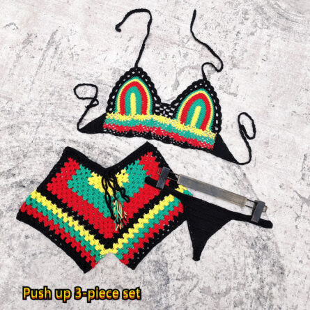 Rainbow Harmony Bohemian Crochet Bikini Set - Image 33