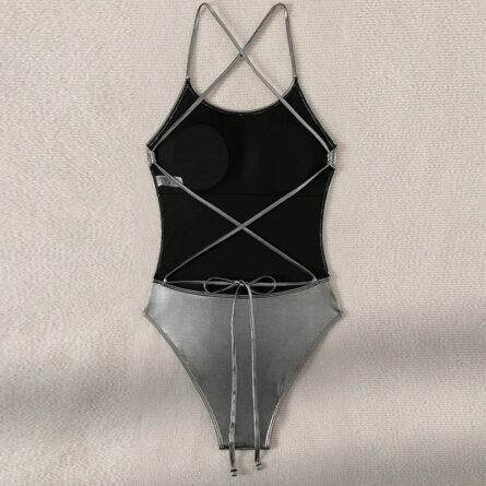 Metallic Waves Silver Swimsuit - Image 11
