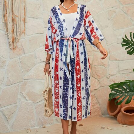 American Flag Maxi Cover Up Kimono - Image 7