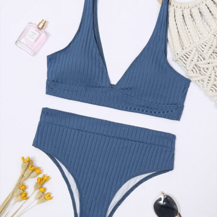Sunset and Swim Modest Solid High Waist Ribbed Bikini - Image 18