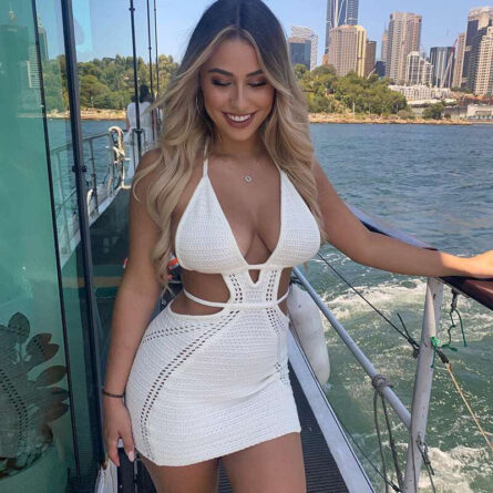 Greek Goddess Glamour Hollow Out Mini Dress - Image 2