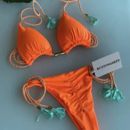 Isabella Tassel Side Tie Halter Bikini - Image 53