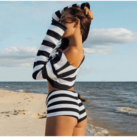Bring The Heat Knit Stripe Crop Top & Shorts Set - Image 12