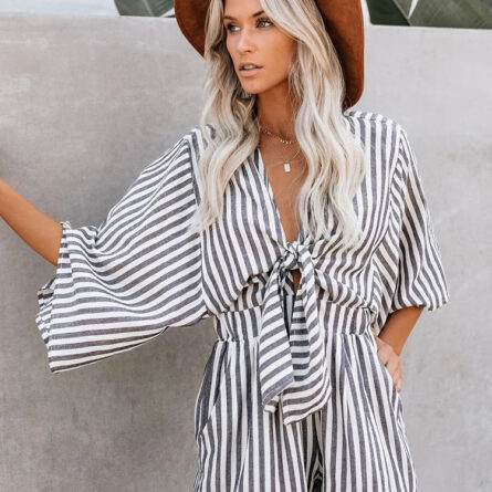 Sunset Strolls Tie-Front Romper - Image 4