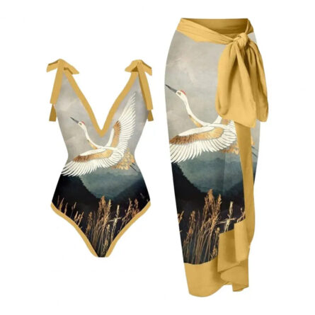Palm Paradise Swimsuit & Beach Cover Up Sarong Set - Image 20