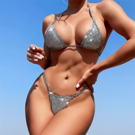 Glitter Queen Shiny Extreme Mini Micro Thong Bikini - Image 2