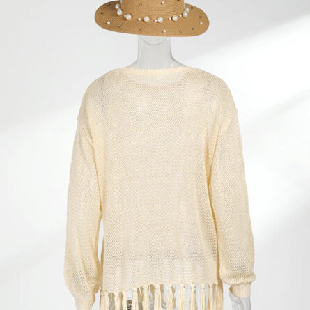 Boho Dreams Knitted Tassel Beach Blouse - Image 14