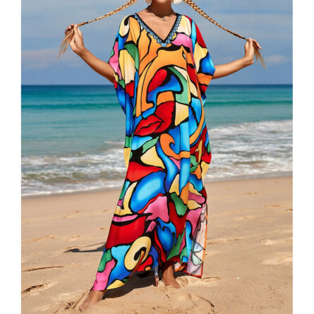 Sunset and Swim Colorful Bohemian Bathing Suit Coverup Kaftan - Image 11