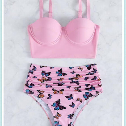Stunning Butterfly Push Up High Waist Slimming Swimwear Separates Bikini – Bild 9