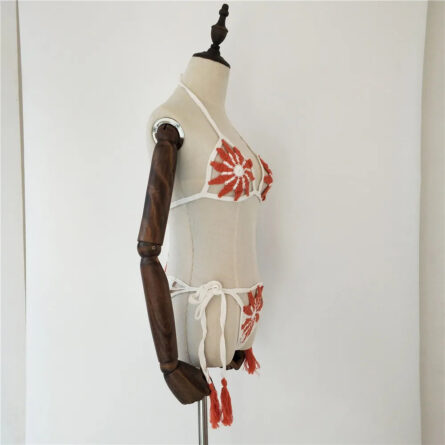 Tropical Flower Dream Crochet Cut Out Bikini - Image 15