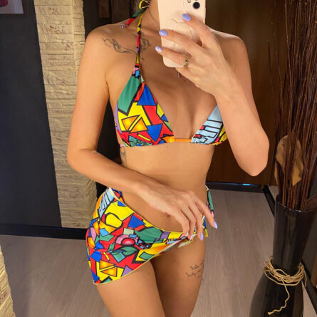 Miami Weekend 3 piece Cheeky Halter Bikini with matching Scarf - Image 15