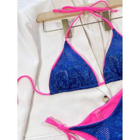 Sexy Shiny Sequins Blue Pink Bikini – Bild 8