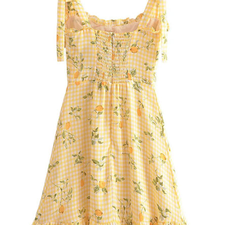 French Lemon Corset Style Mini Dress - Image 2