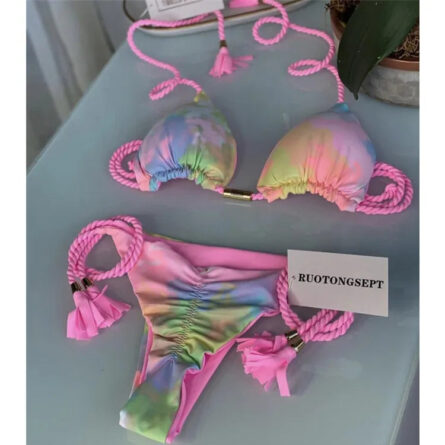 Isabella Tassel Side Tie Halter Bikini - Image 20