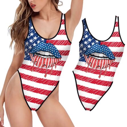 High Cut American Flag Swimsuit - Image 5