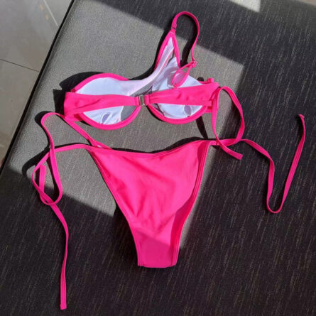 Sexy See Through Paradise One Shoulder Bikini - Image 37