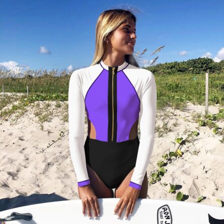Ready, Set, Dive! Rashguard Zipper Cut Out One Piece Swimsuit - Image 15