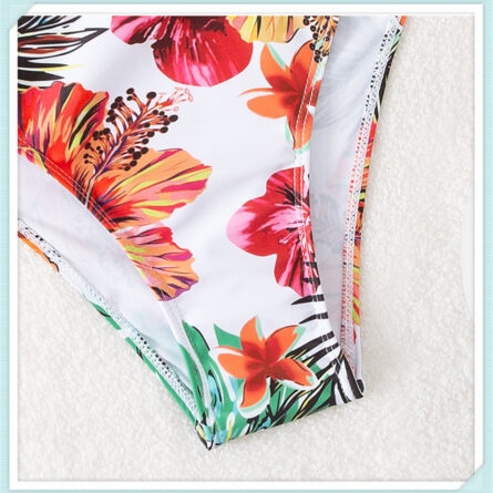 Floral Print Modest Knot Front Bikini including Cover Up Shirt – Bild 26