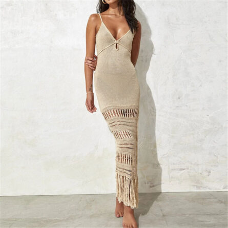 Sunset and Swim Sexy Fringe Tassel Crochet Beach Cover Up Dress - Image 10