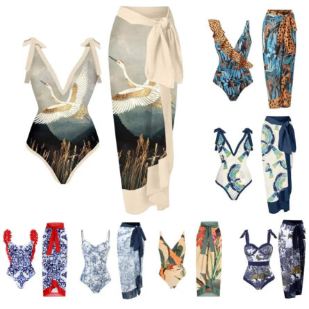 Palm Paradise Swimsuit & Beach Cover Up Sarong Set - Image 10