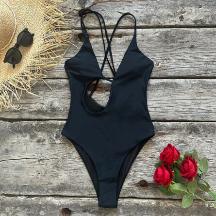 Black Enigma Cut Out Monokini Swimsuit - Image 62