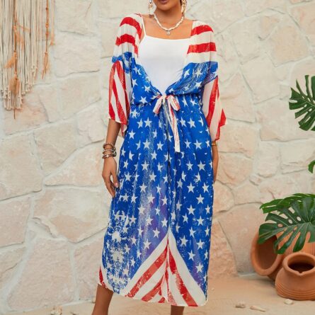 American Flag Maxi Cover Up Kimono - Image 14