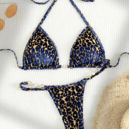 Wild Allure Sexy Leopard Micro Velvet Thong Bikini - Image 11