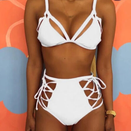 Palm Beach Goddess High Waisted Cut Out Strappy Bikini – Bild 4