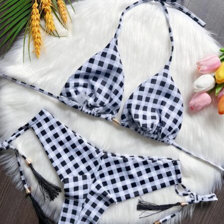 Seaside Picnic Gingham Triangle Bikini – Bild 3
