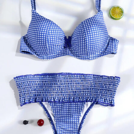 Plaid Ruffle Charm Waist Bikini Set – Bild 4