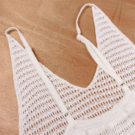 Gabriella Fringe Open Back Crochet Beach Cover Up Dress - Image 30