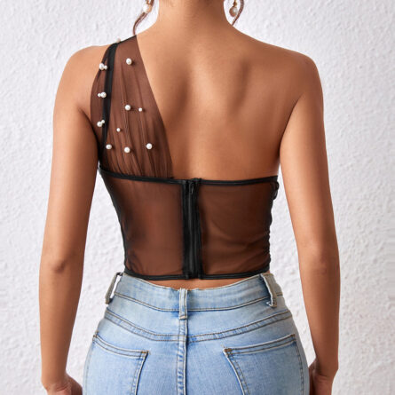 Pearl Enchantment Sheer Corset Bustier Top - Image 12