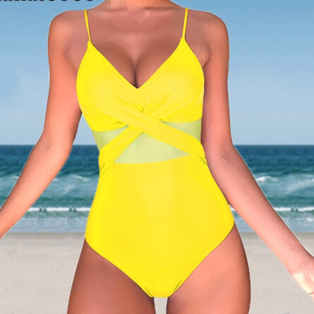 Solid One Piece Tummy Slimming Design Swimsuit – Bild 2