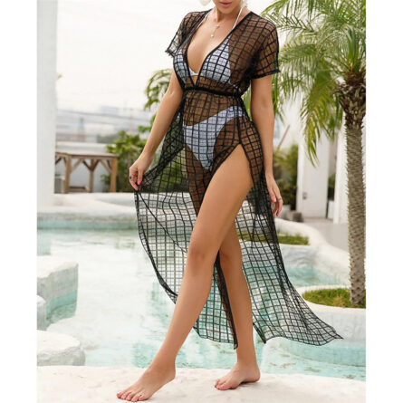 Sunset Allure Sheer Mesh Beach Cover-Up - Image 7