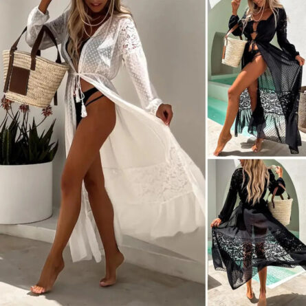 Sunset Serenade Luxe Lace Beach Dress Cover Up - Image 4