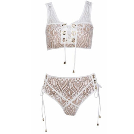 Lush Lace Goddess High Waist Bikini White - Image 10