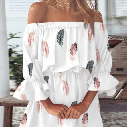 All Summer Long Sexy Off Shoulder Chiffon Beach Dress – Bild 6