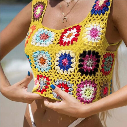 Sun-Kissed Crochet Beachscape Cover Up Top - Image 28