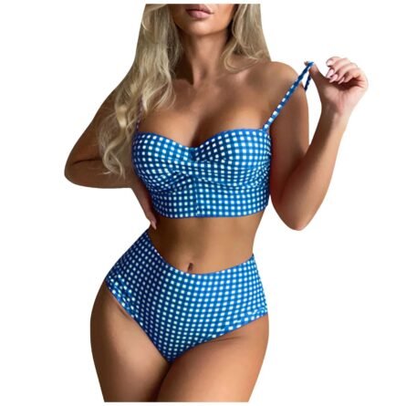 Confident Coastline Plaid High Waist Bikini - Image 16